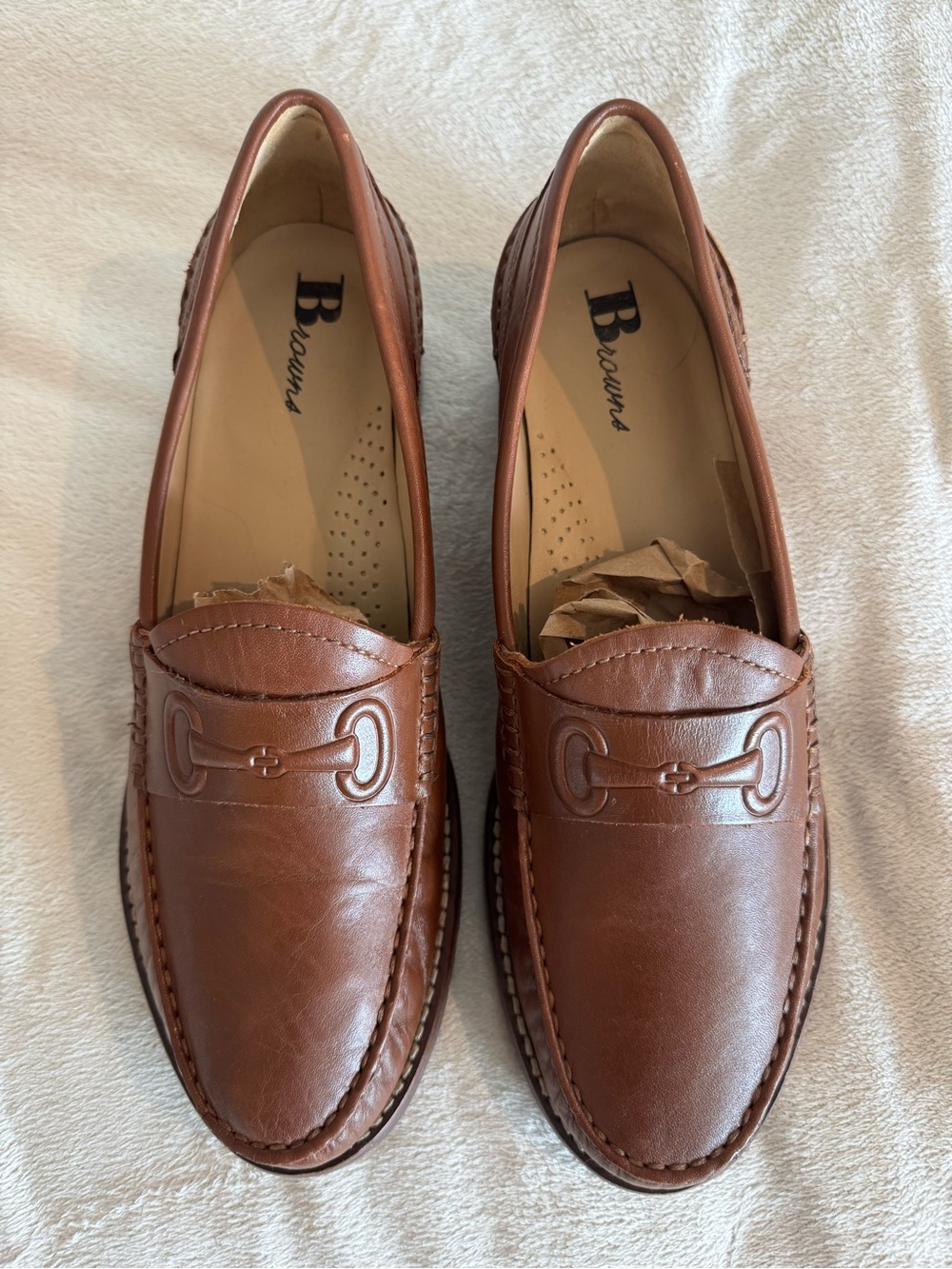 Clarks Brown Leather Moccasin Loafers with Bit Detail